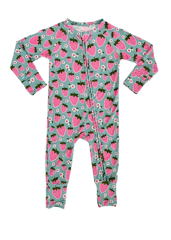 Comfortable Series Sweet Strawberry Zipper Romper