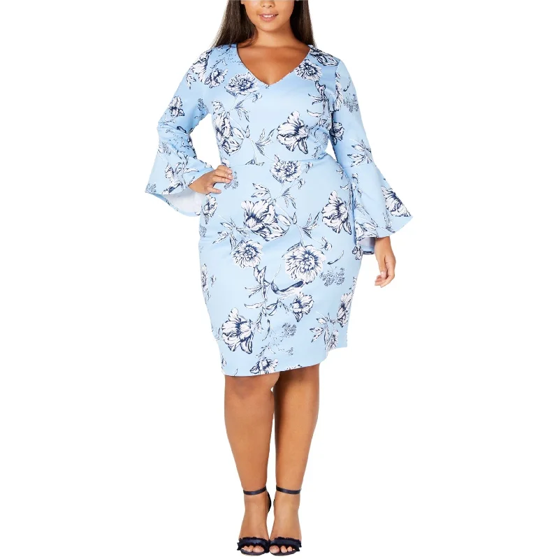 Customized Version Love Squared Womens Angel Sleeve Sheath Dress, Blue, 2X