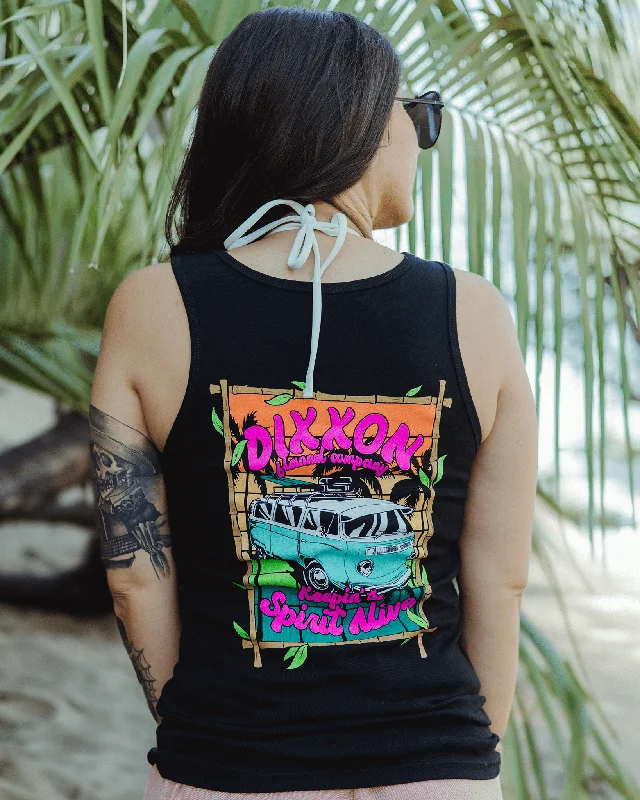 Floral Prints Women's Keepin' the Van Spirit Alive Fitted Tank - Black