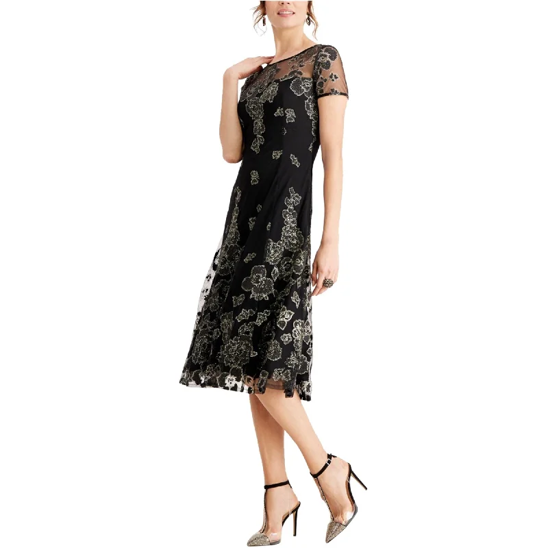 Fashion Expert Ignite Evenings Womens Glitter Floral A-line Dress, Black, 12