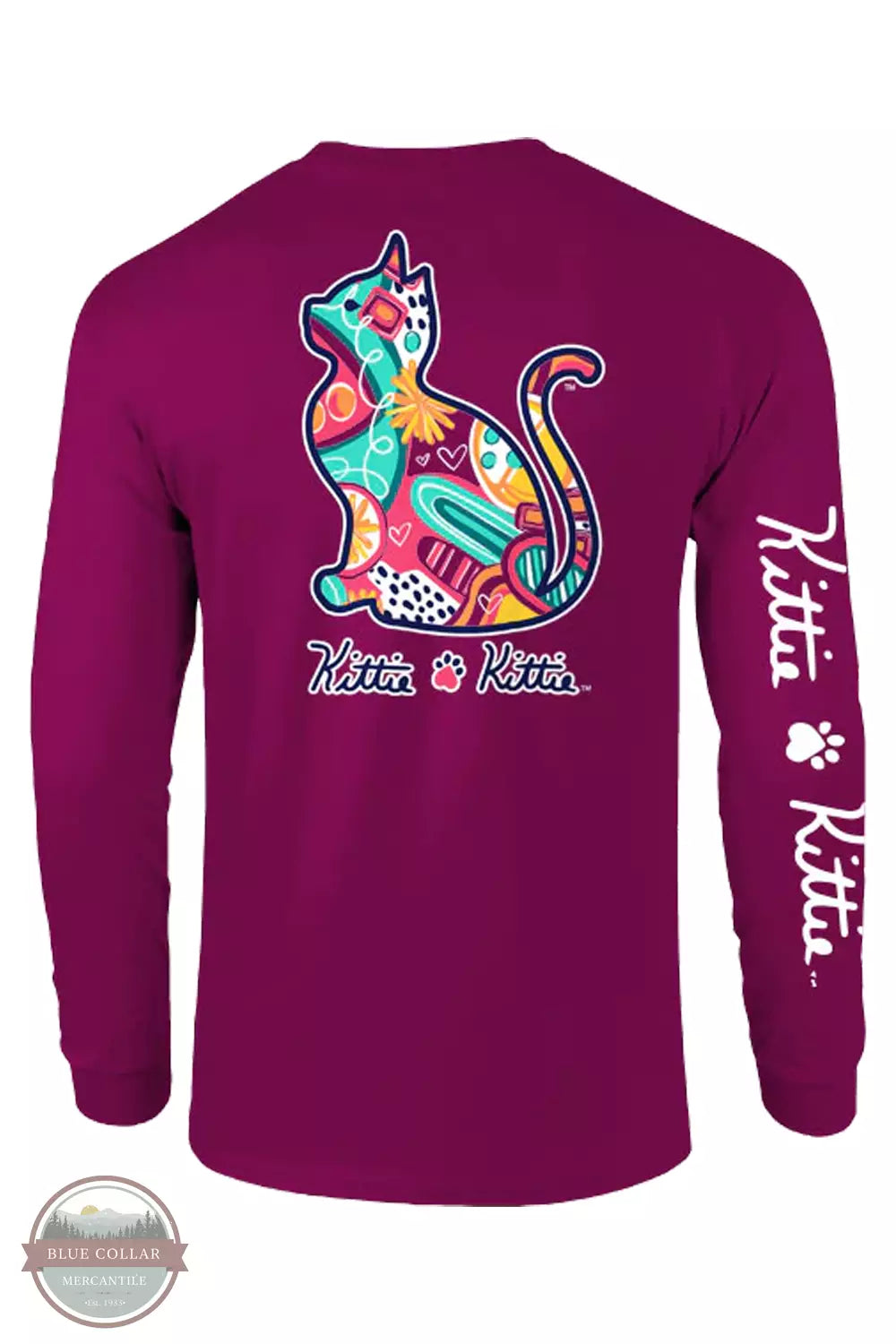 British Style PKK0179 Abstract Kittie Long Sleeve T-Shirt