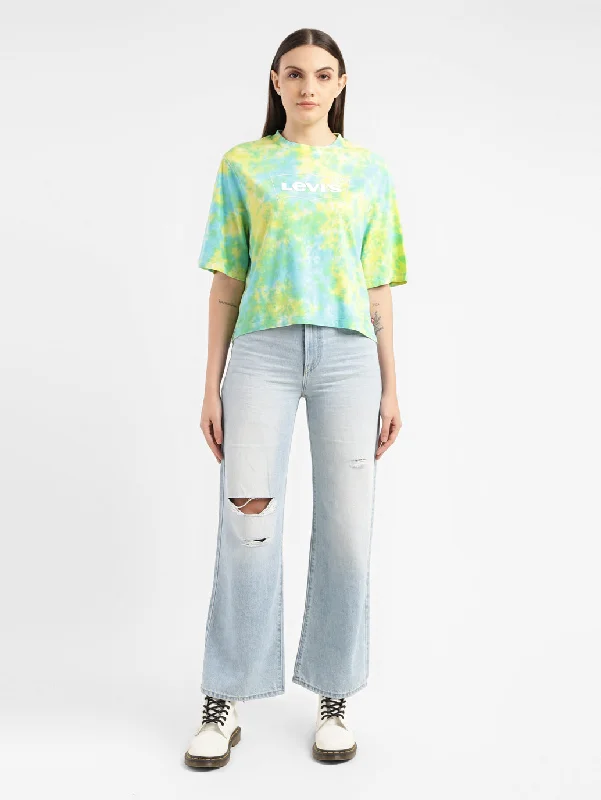 Mid-length Style Women's Tie-Dye Loose Fit T-Shirt