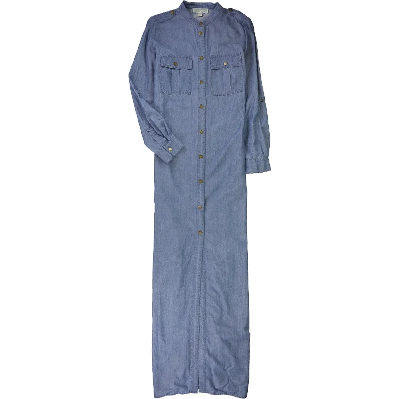 Modernism Michael Kors Womens Denim Shirt Dress, Blue, X-Small