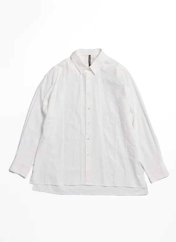 Soft Textures Cotton Seersucker Blocking Shirt