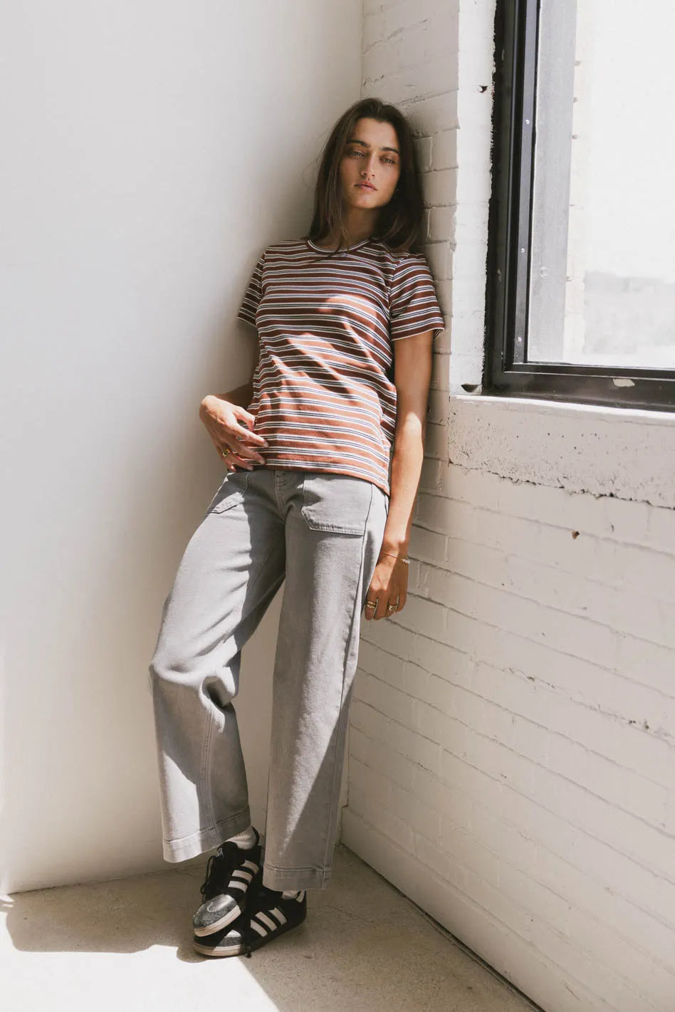 British Style Mckenna Striped Top in Brown - FINAL SALE