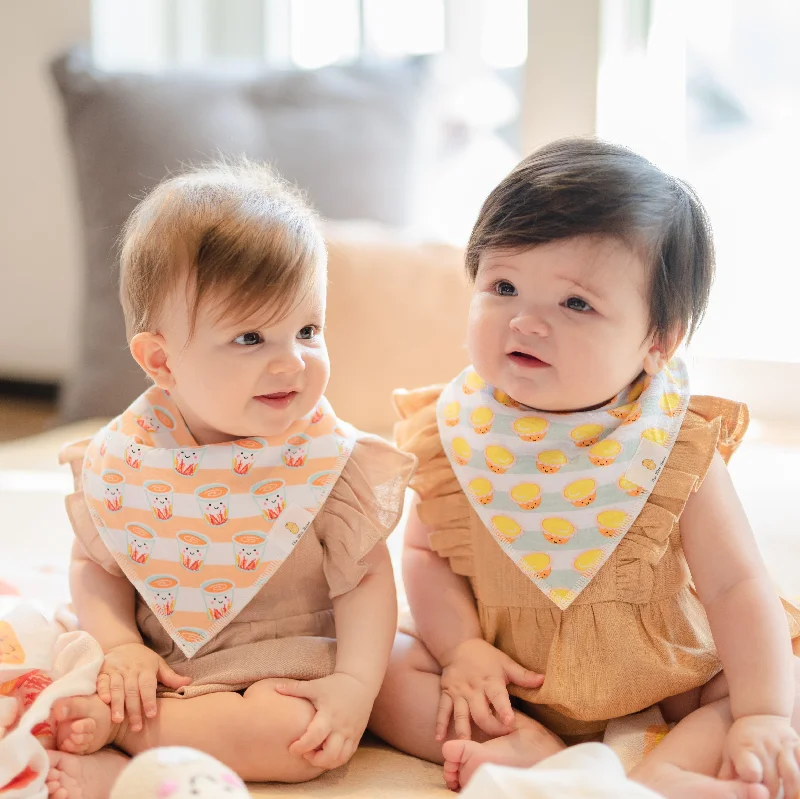 Single-shoulder Neck Design THE WEE BEAN | Baby Accessories | (Gift!) Organic Cotton Bib 2pcs Set | Milk Tea + Egg Tart