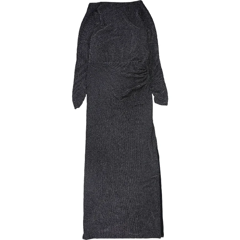 Fashion Design Ralph Lauren Womens Metallic Slit Dress, Blue, 10