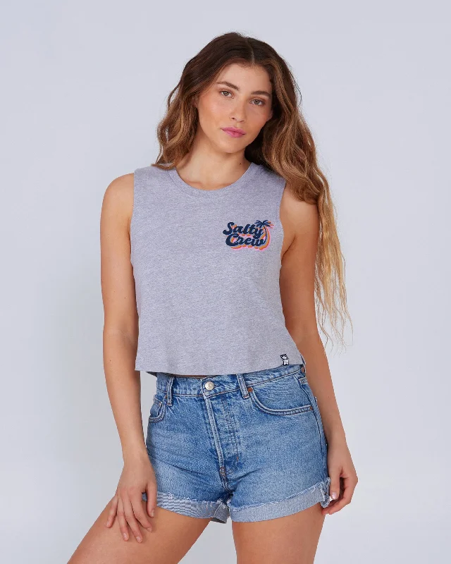 Simple Style Salty Seventies Crop Tank - Athletic Heather