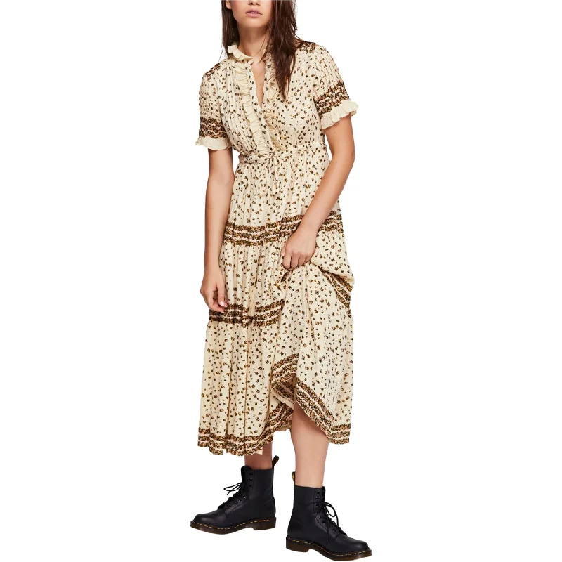 Elegant Series Free People Womens Rare Feeling Maxi Dress, Brown, Small