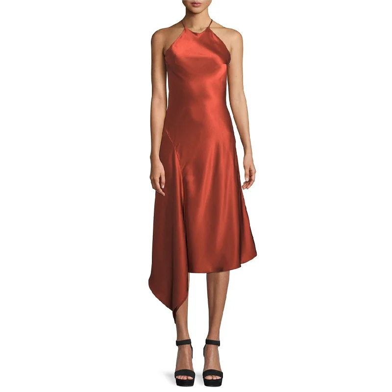 Cute Style Alexis Womens Draped Midi Dress, Orange, Medium