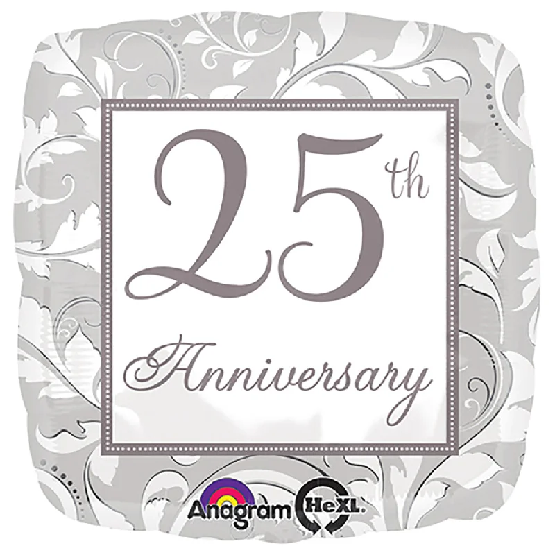 Romantic Data 18 inch SILVER ELEGANT SCROLL 25TH ANNIVERSARY