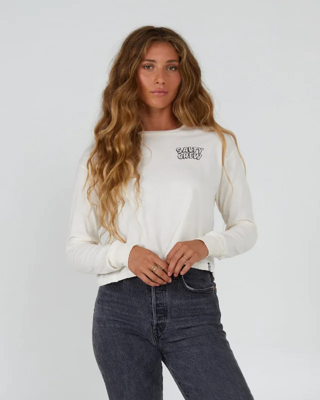 Breathable Design Floats Your Boat L/S Crop - Off White