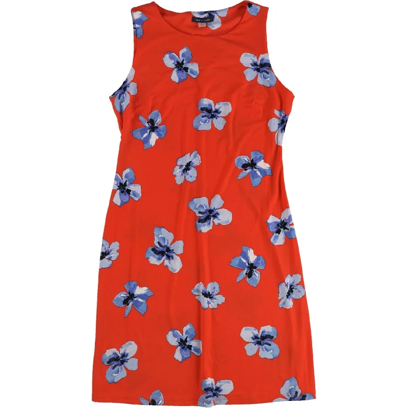 Leisure Sports Tommy Hilfiger Womens Floral Swing Dress, Orange, 6
