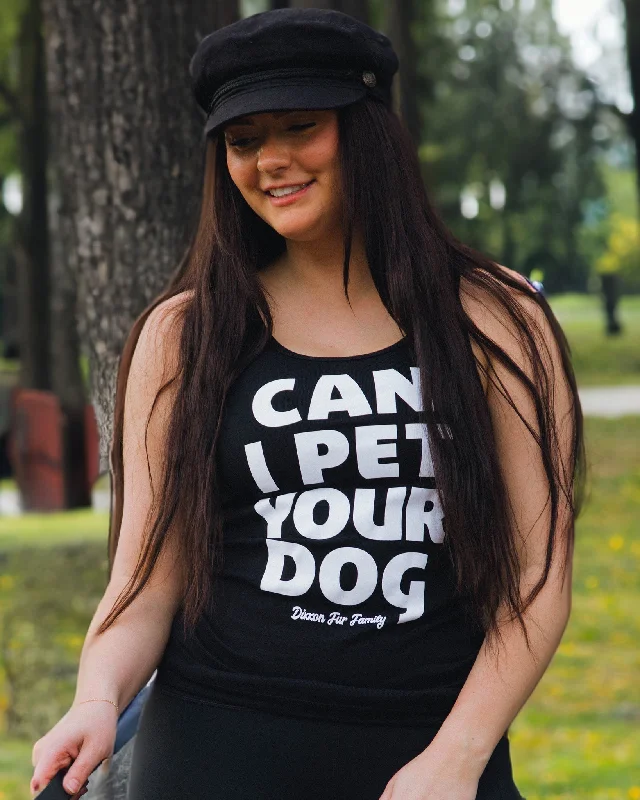 Sports And Leisure Women's Can I Pet Your Dog Fitted Tank - Black