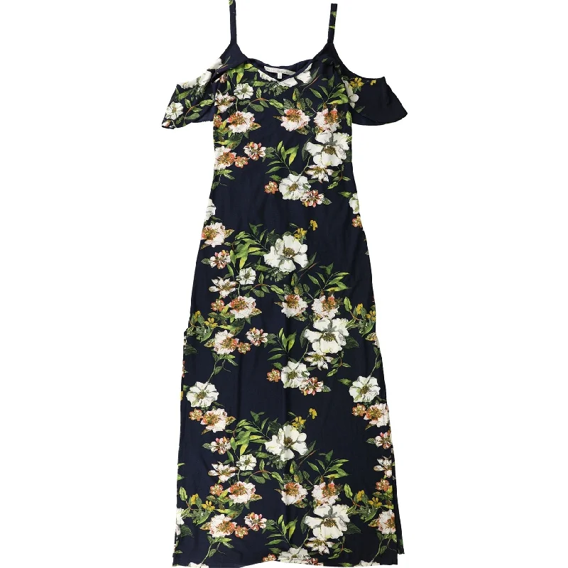 Minimal Classic Rachel Roy Womens Floral Slit Cold Shoulder Dress, Blue, Small