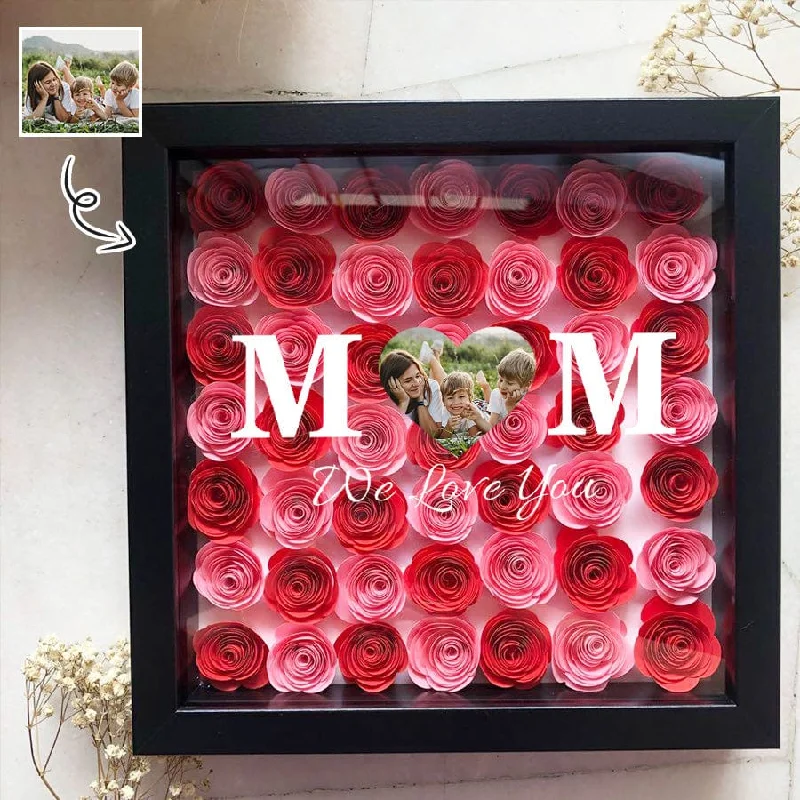 Soft Touch Personalized Photo Love Mom Customized Memory Shadow Box Frame Flower Display Case Mother's Day Birthday Gifts for Mom Wife Grandma Soft Touch Personalized Photo Love Mom Customized Memory Shadow Box Frame Flower Display Case Mother's Day Birthday Gifts for Mom Wife Grandma