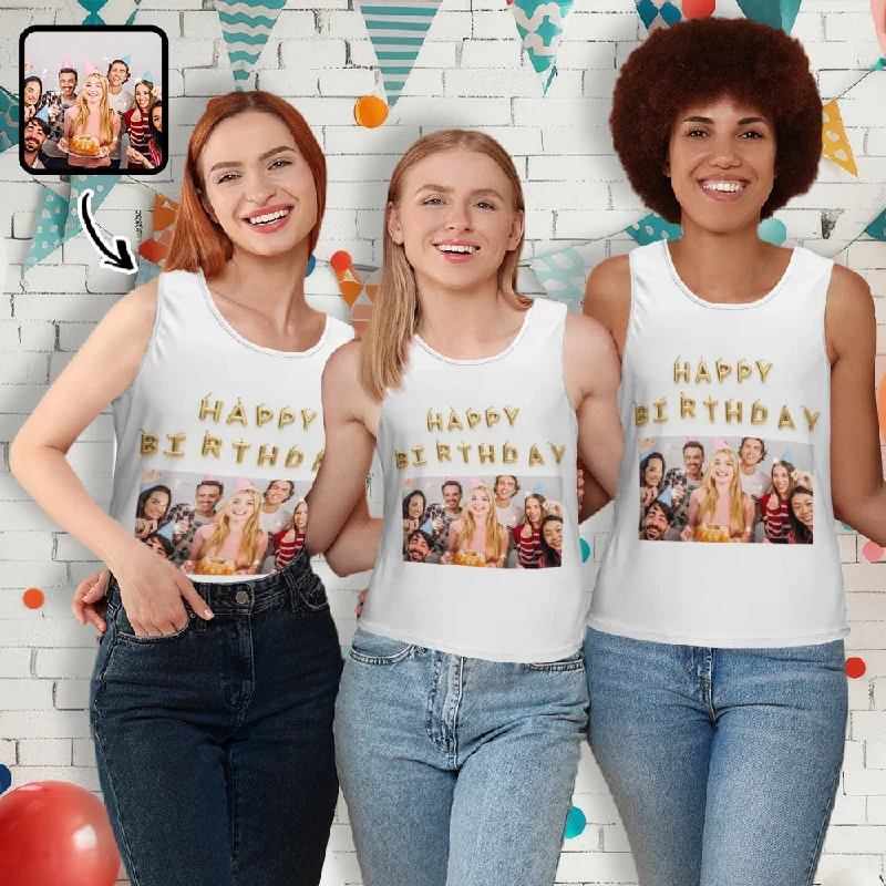 Romantic And Fresh Custom Photo Birthday Party Tank Tops For Women&Men Happy Birthday Romantic And Fresh Custom Photo Birthday Party Tank Tops For Women&Men Happy Birthday