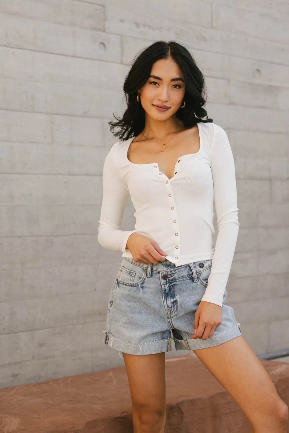 Integrated Design Maylinn Ribbed Top in Ivory - FINAL SALE