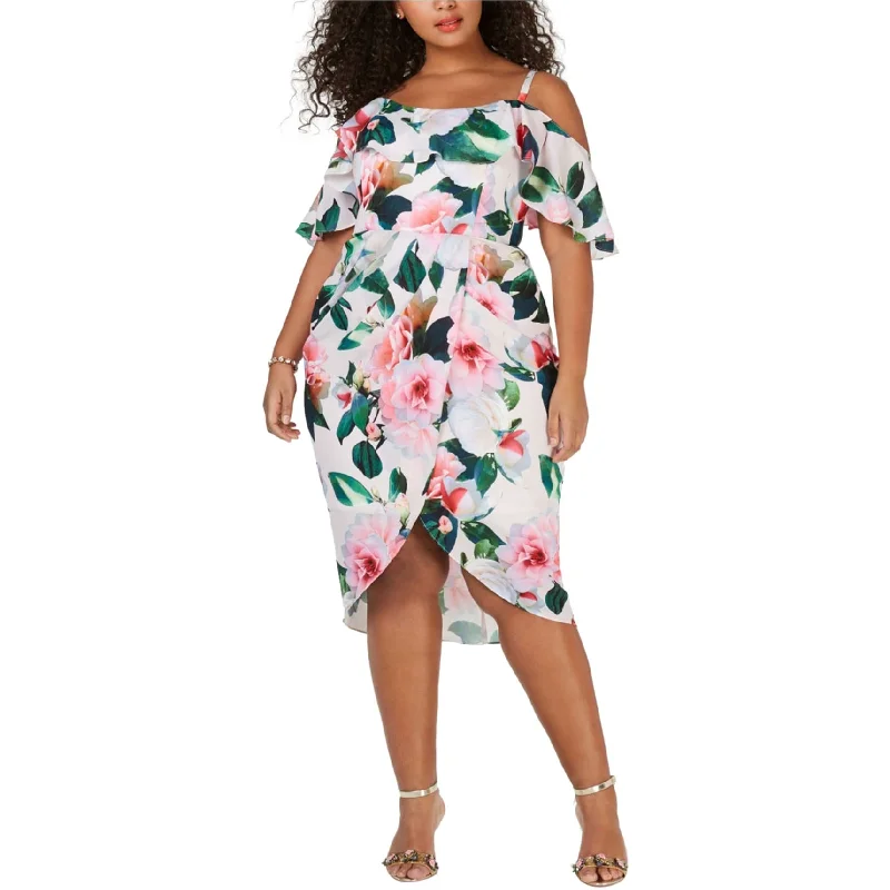 Sports Express City Chic Womens Faux-Wrap Midi Dress, White, 24W