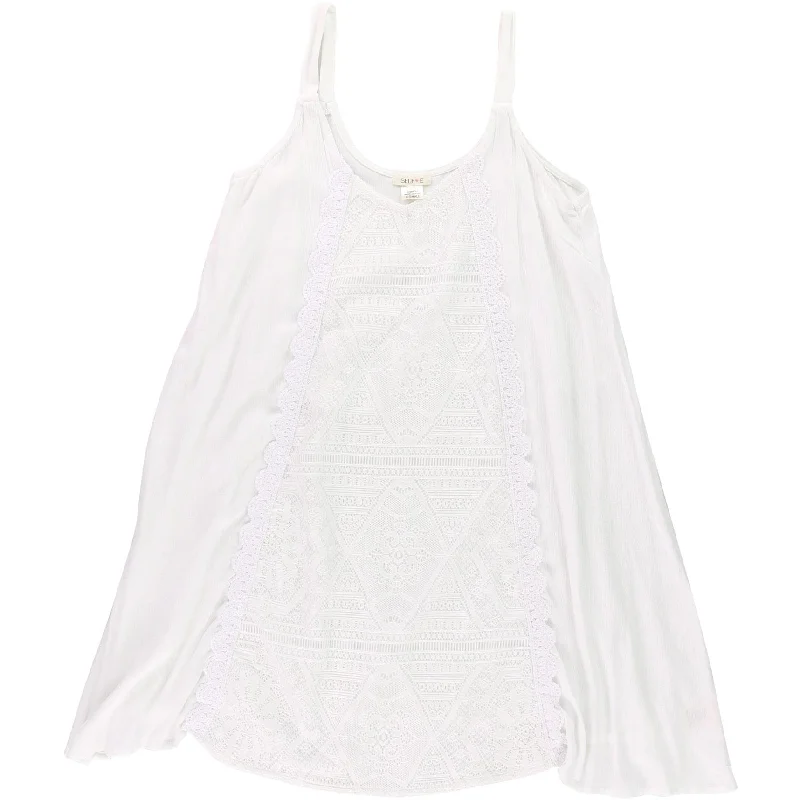 Easygoing Fashion Self Esteem Womens Textured V-Neck Shift Dress, White, X-Small