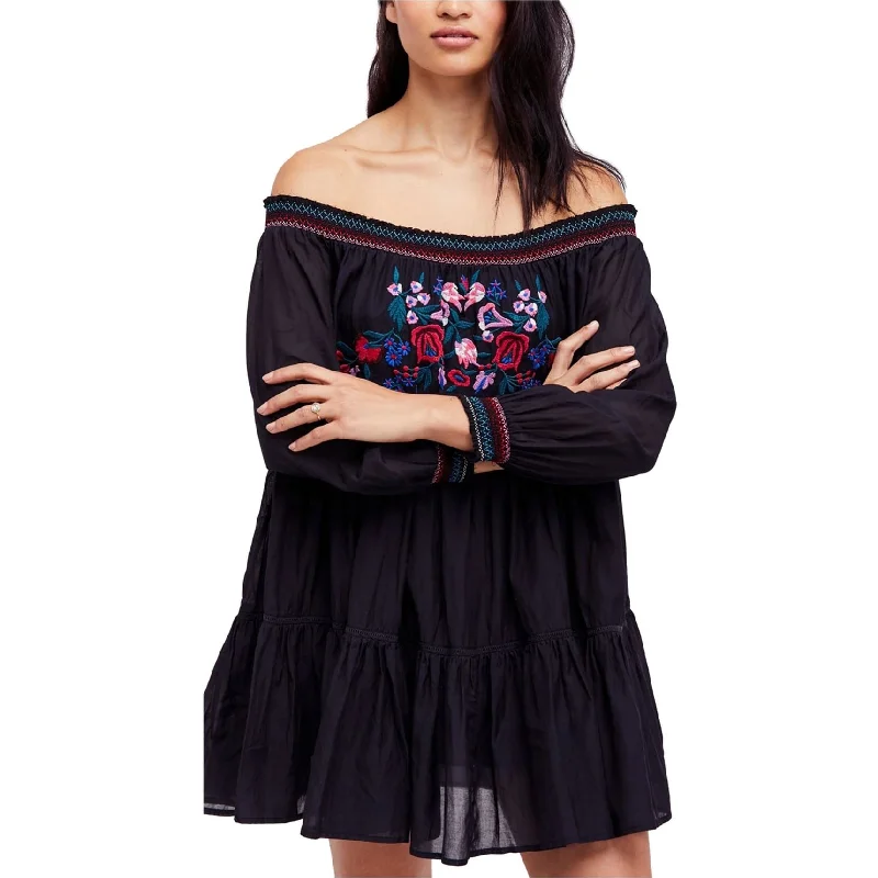 Fresh And Natural Free People Womens Sunbeams A-line Dress, Black, X-Small