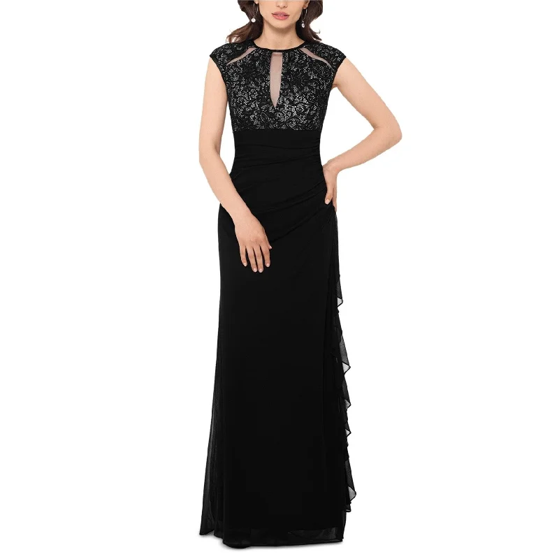 Stylish Comfort B&A Womens Lace Cut-Out Gown Sheath Dress, Black, 10