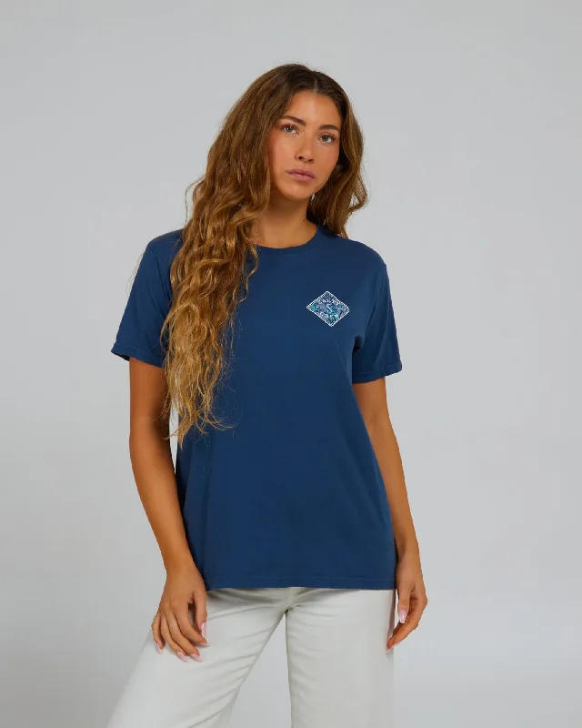 Sweet Girl Floral Tippet Boyfriend Tee - Denim