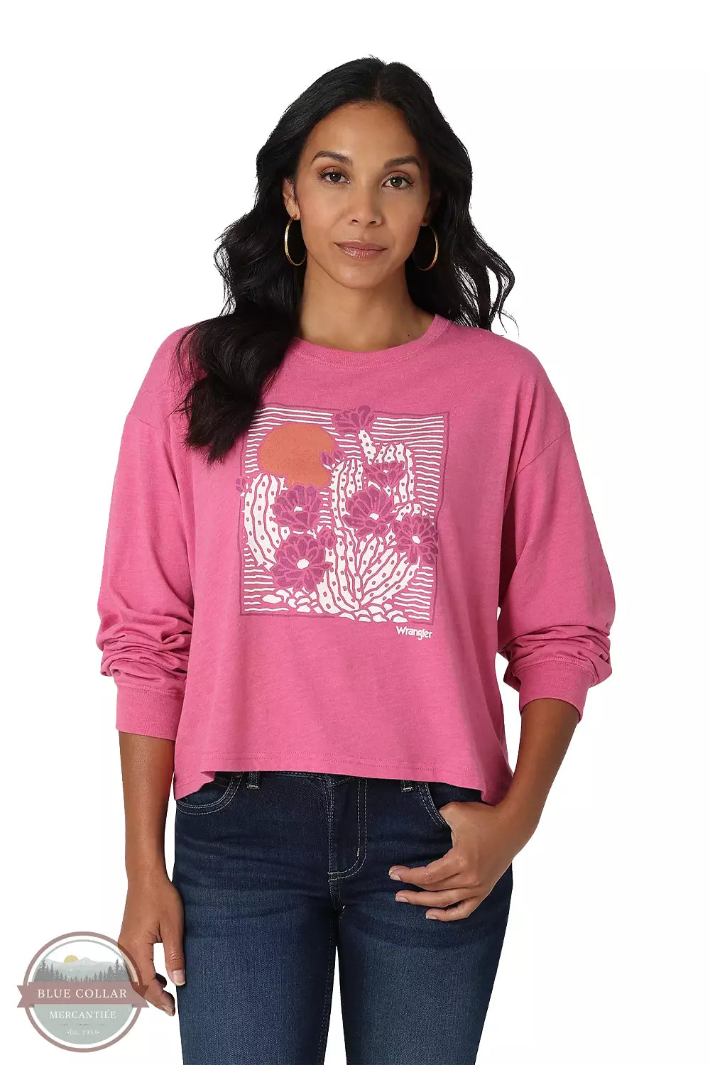 Avant-garde Design 112336215 Cactus Print Boyfriend Crop Long Sleeve T-Shirt
