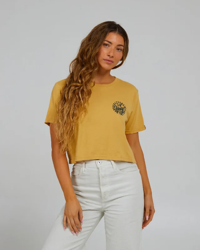 Denim Design My Friend Crop Tee - Dusty Gold