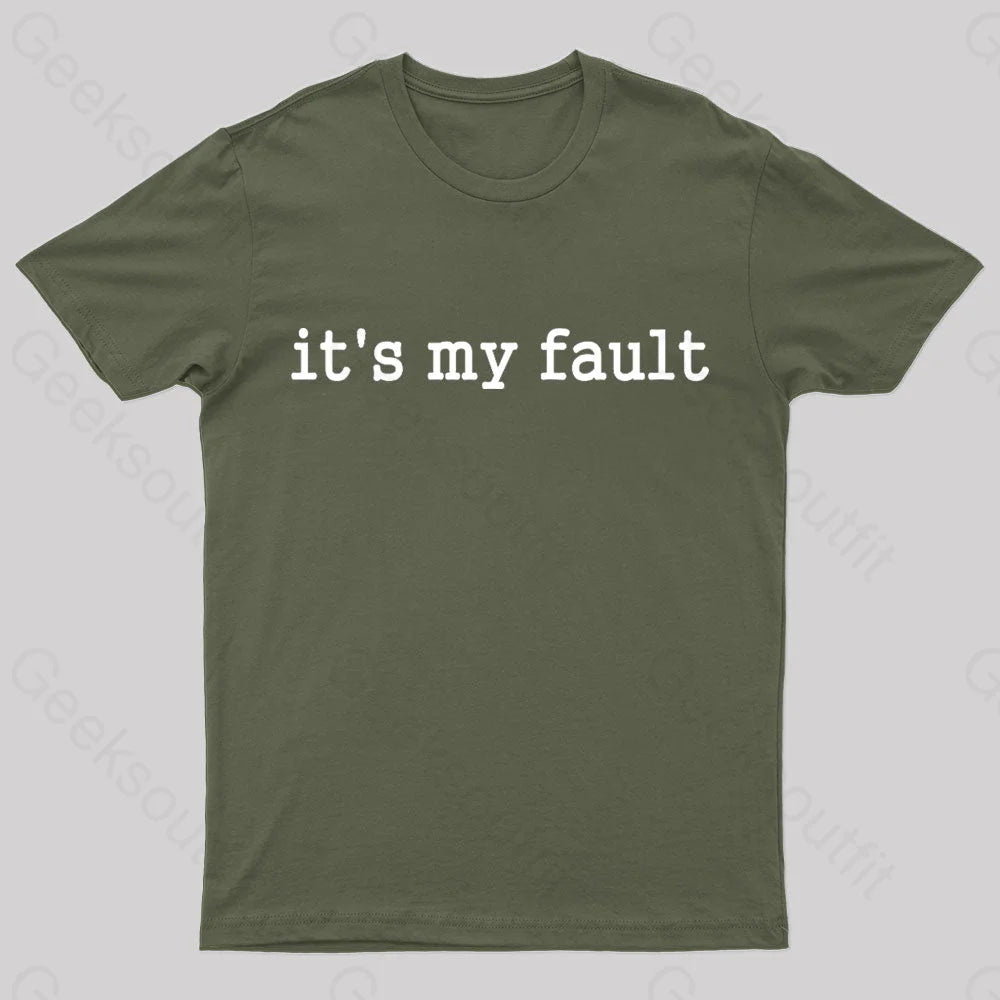 Retro Woolen Jacket Its My Fault Funny Slogan Nerd T-Shirt