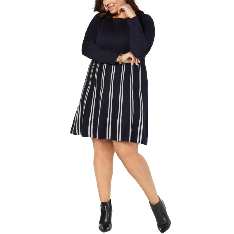 Youthful Vitality NY Collection Womens Striped A-line Dress, Blue, 2X