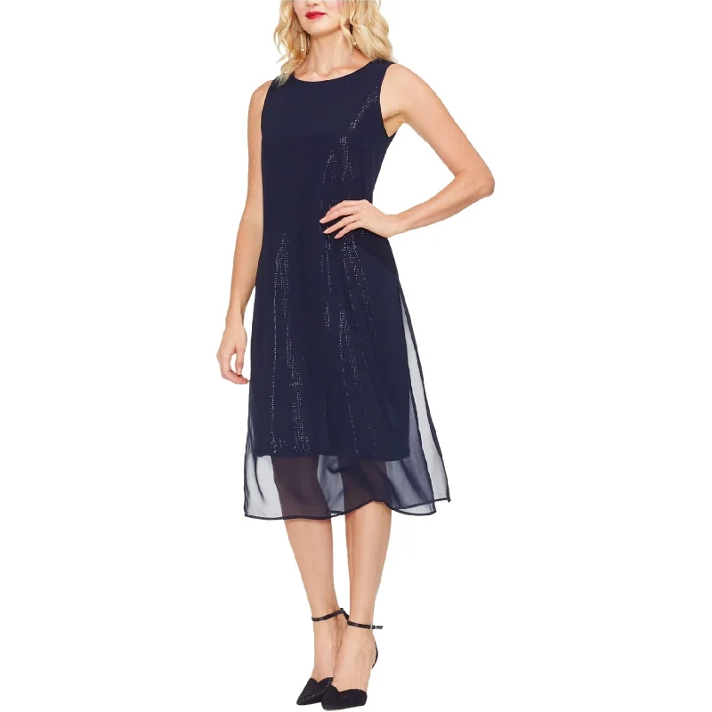 Unique Design Vince Camuto Womens Chiffon Overlay Sequined A-Line Dress