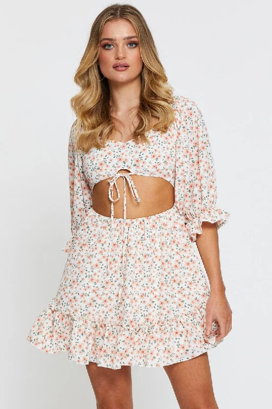 Affordable selection Print Mini Dress Long Sleeve
