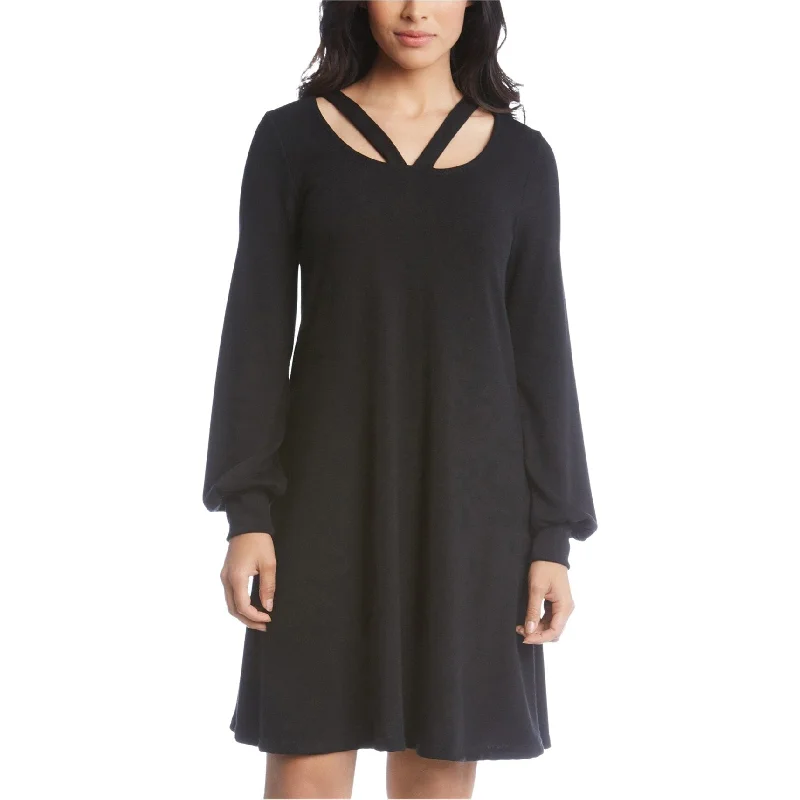Embroidery Design Karen Kane Womens Cut-Out Sweater Dress, Black, X-Small