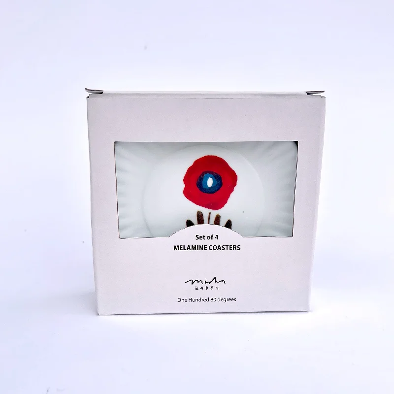 Weekend Wear Inky Poppies Melamine Coaster Set