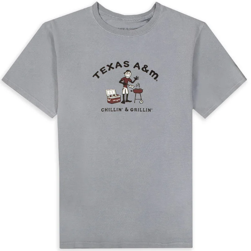 Printed pattern Texas A&M Life is Good Chillin' & Grillin' T-Shirt