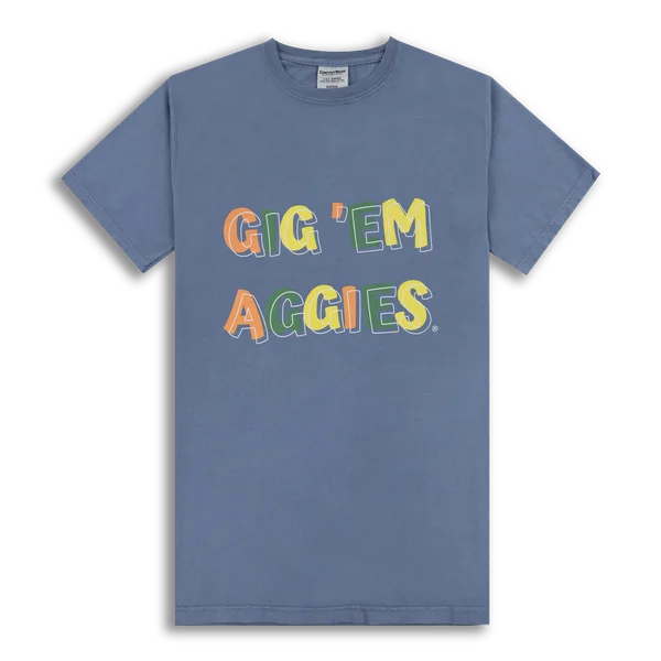 Free And Casual Colorful Gig 'Em Aggies T-Shirt