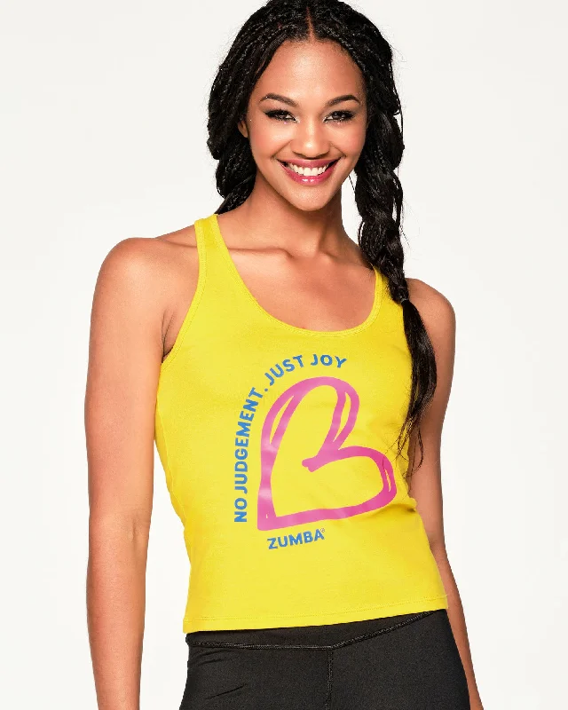 Comfortable down No Judgement Just Joy Racerback
