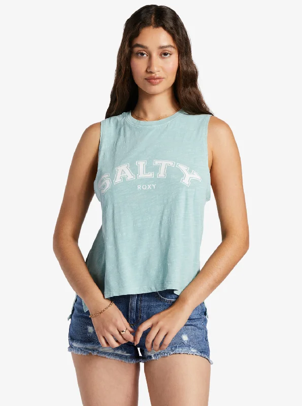 Chic Comfort Salty Sleeveless Muscle T-Shirt - Blue Surf