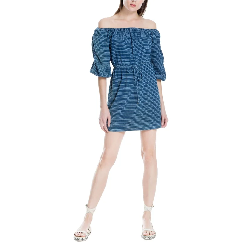 Street Style Suit Max Studio London Womens Striped Off-Shoulder Dress