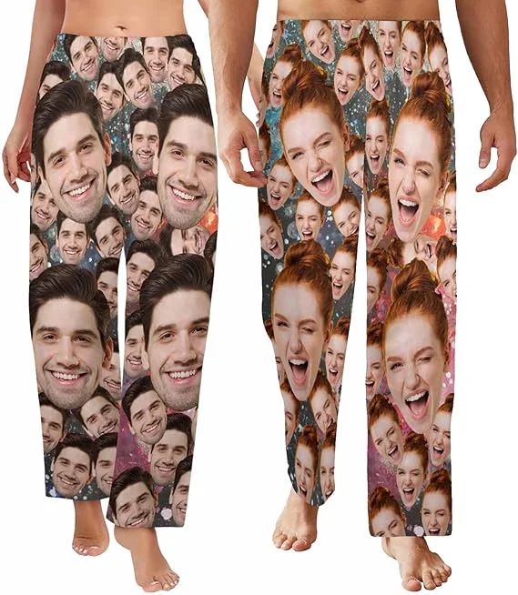 Urban Sense Custom Photo Pajama Pants for Couple Personalized Sleep Bottoms