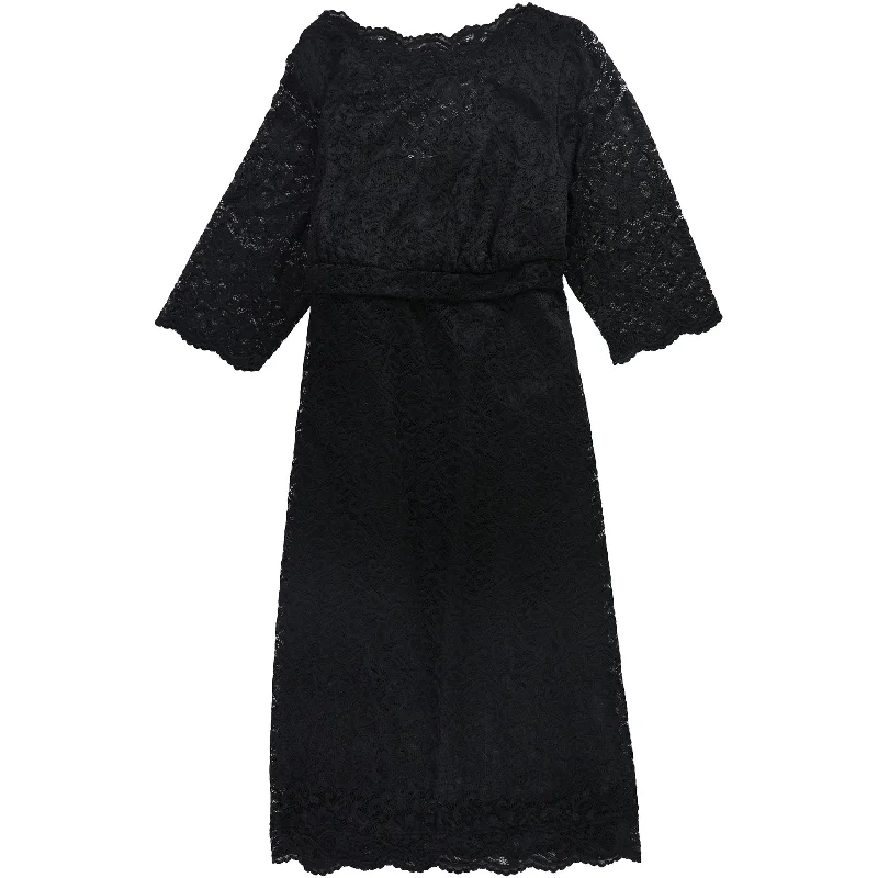 European And American Style Kiyonna Womens Lace A-line Dress, Black, 3X
