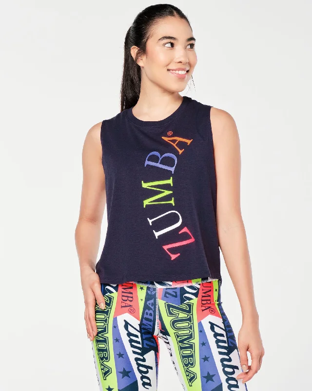 Street Style Suit Zumba Prep Loose Muscle Tank - Let's Go Indigo
