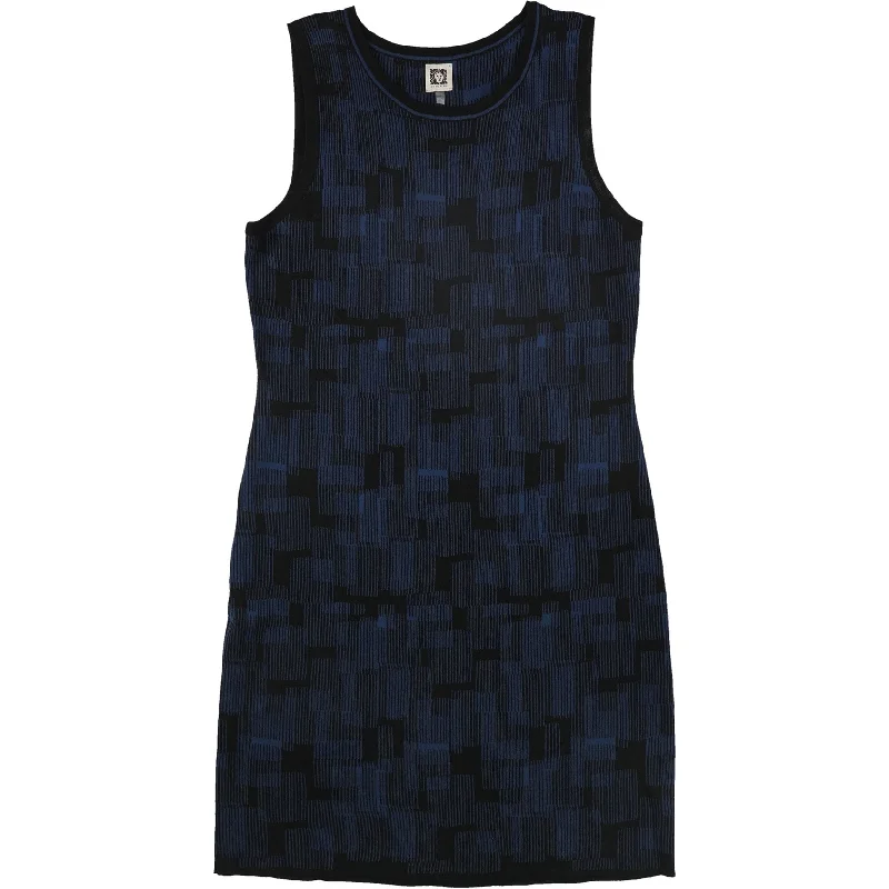 Floral Prints Anne Klein Womens Sweater Tank Shift Dress, Black, Large