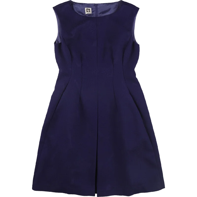 Minimal Style Anne Klein Womens Jacquard Fit & Flare Dress, Purple, 4