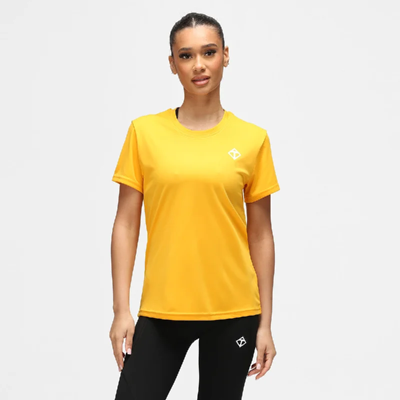 Embroidery Design Yellow Diamond Ladies Technical T-Shirt