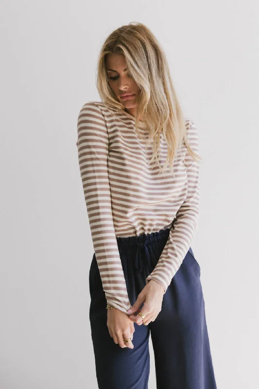 Relaxed Fit Reggie Striped Top in Brown - FINAL SALE