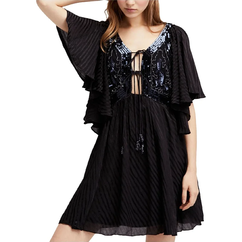 Chic Comfort Free People Womens Moonglow A-line Dress, Black, X-Small