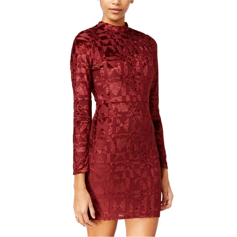 Lounge Chic Material Girl Womens Flocked Abstract Bodycon Dress, Red, X-Small