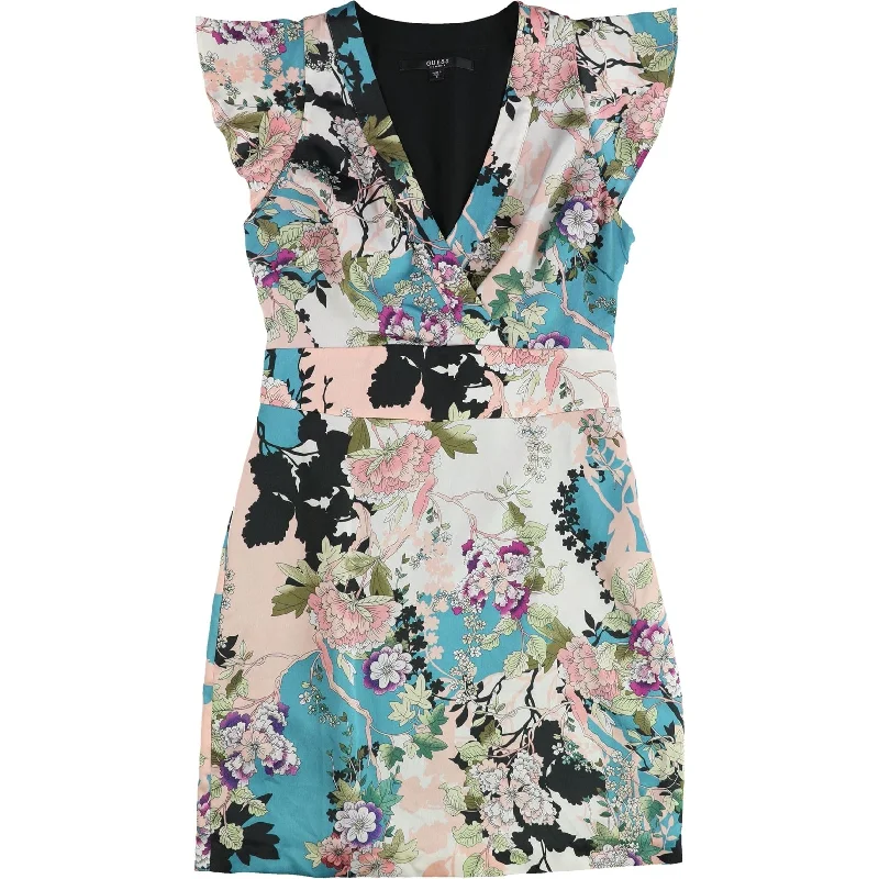 Elegant Comfort Guess Womens Floral Fit & Flare Dress